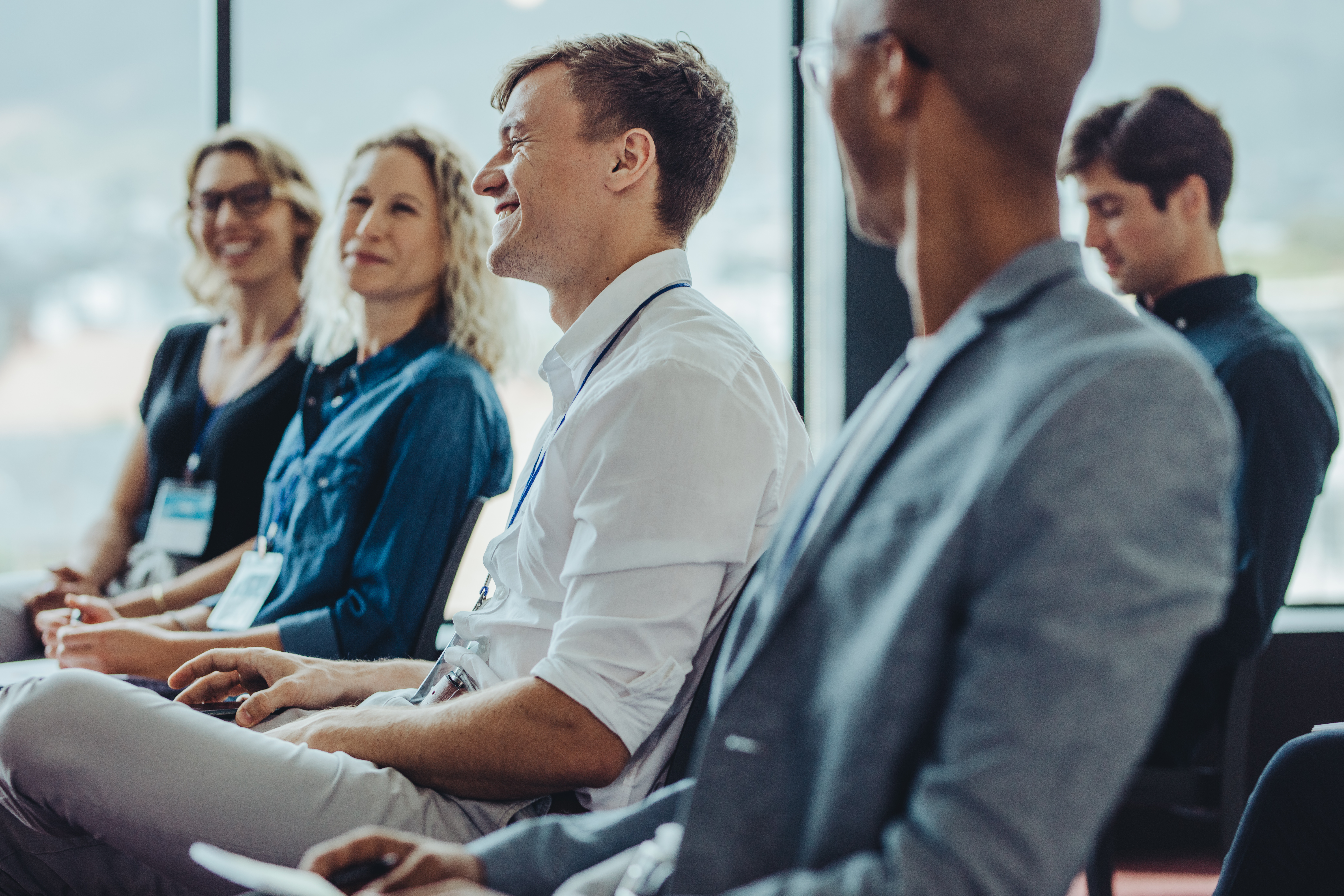 Employees sitting together for training