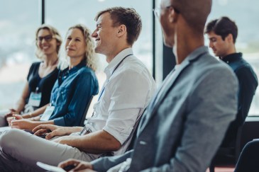 Employees sitting together for training