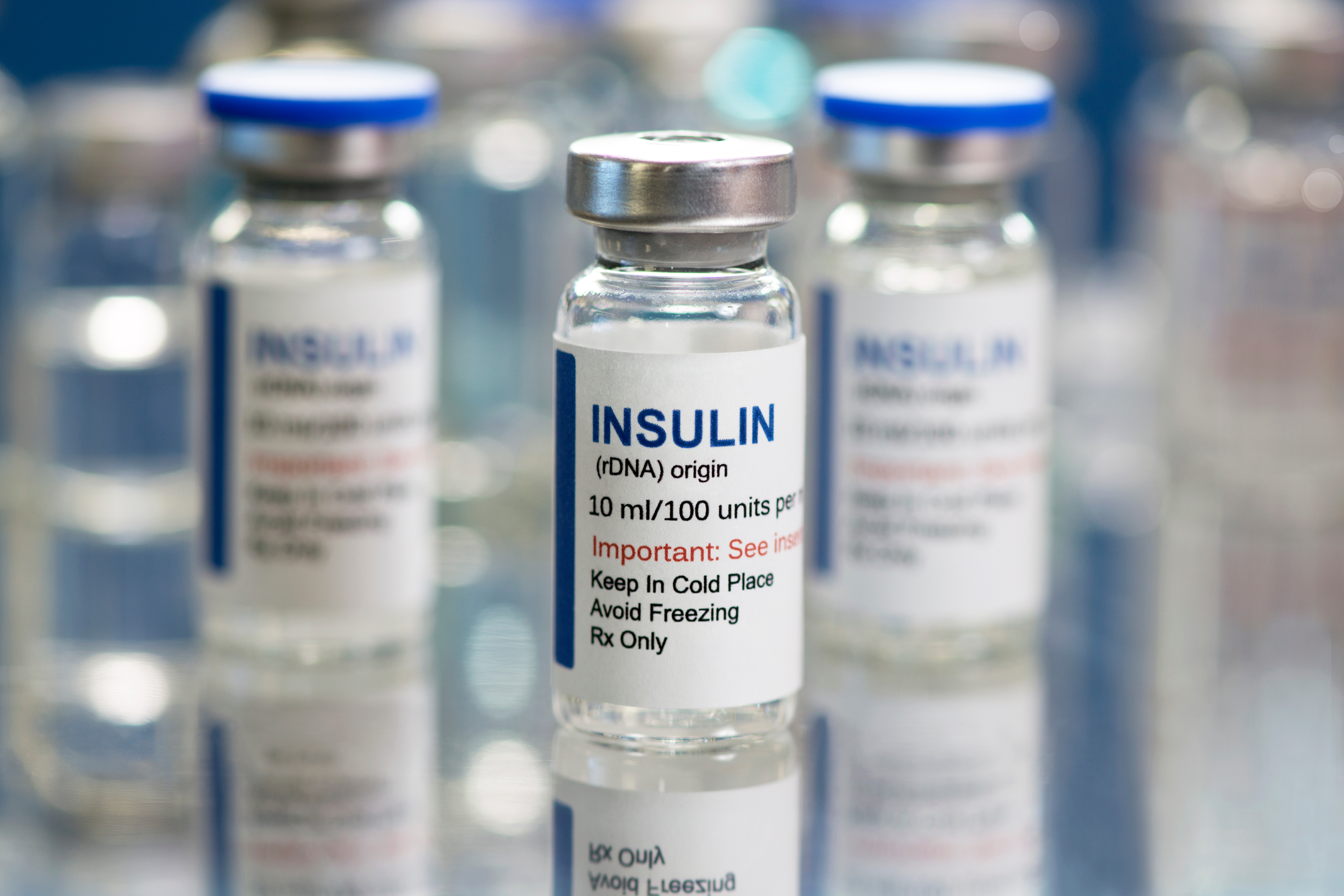 Insulin bottles, diabetes medication
