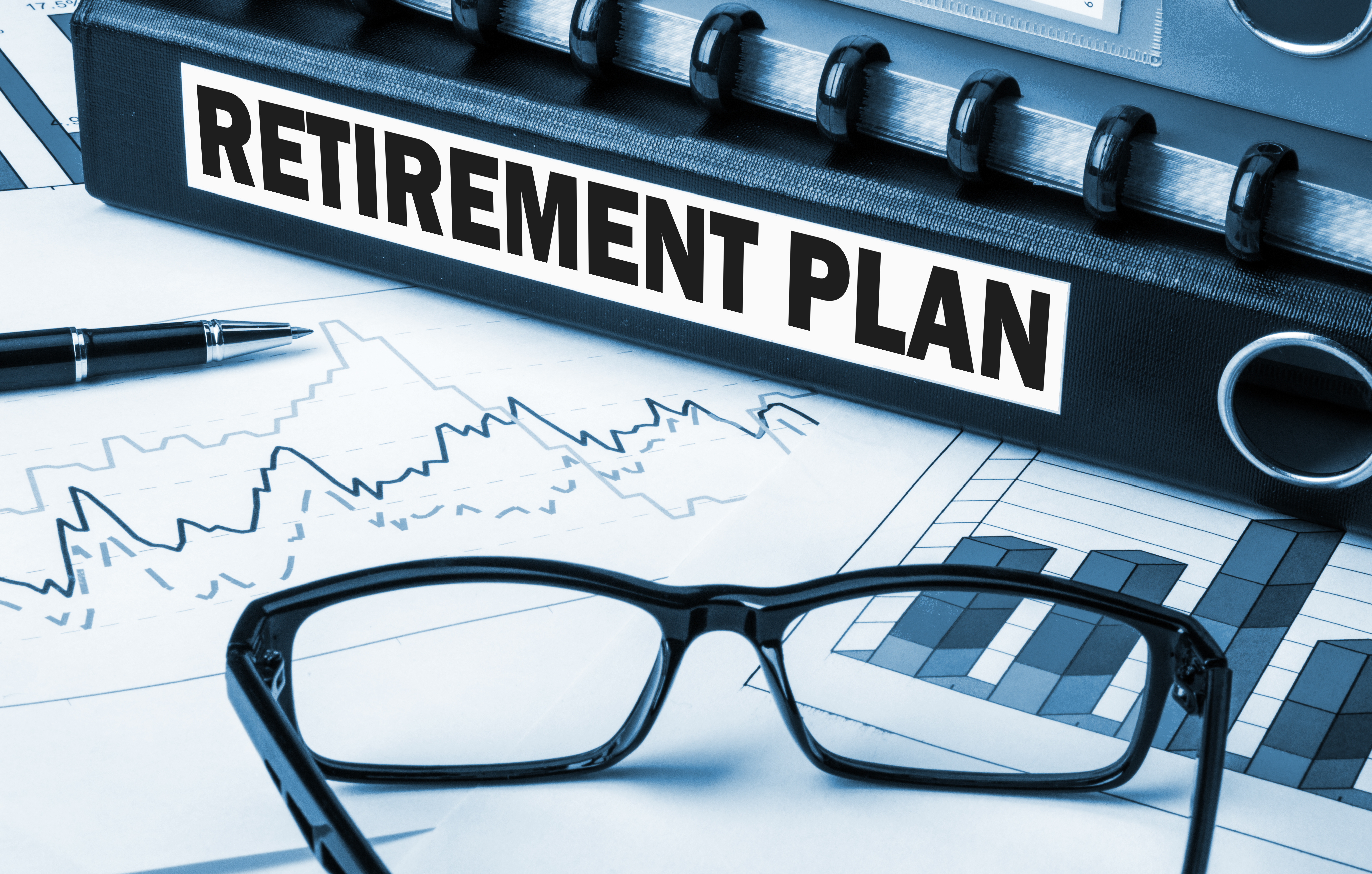 Retirement plan label on folder.